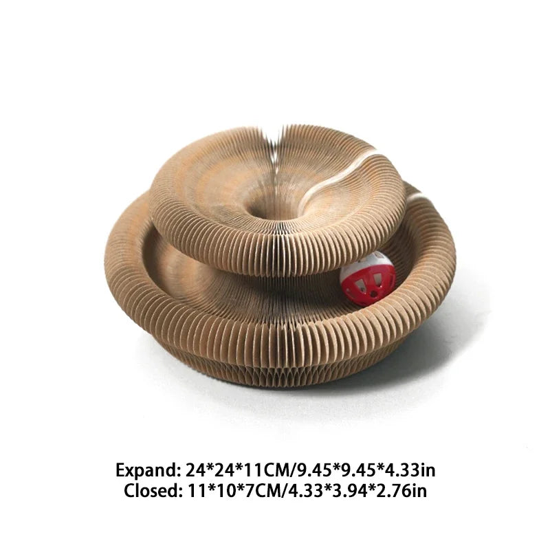 Interactive Cat Scratcher Toy – Foldable Corrugated Paper Board with Bell Ball