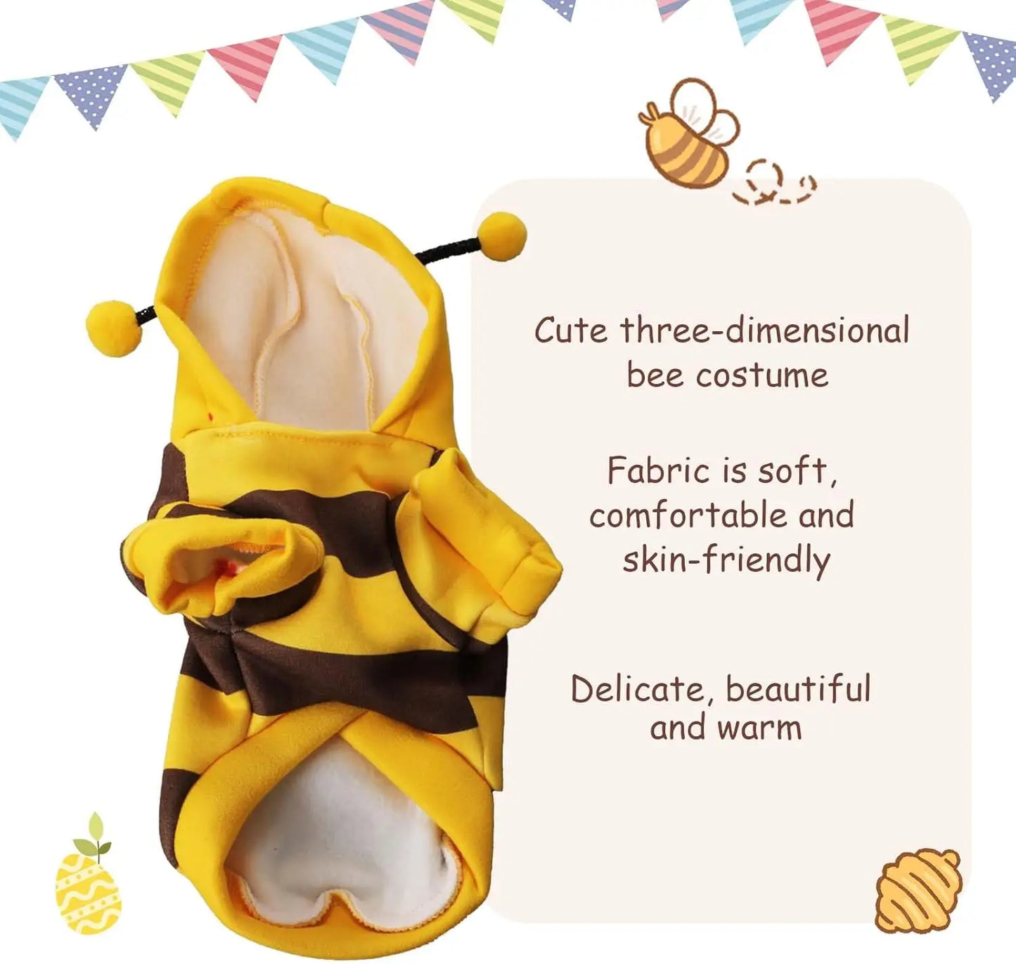 Funny Cat Costume Hoodie – Striped Bee Outfit for Cats (Easter, Halloween, Parties)