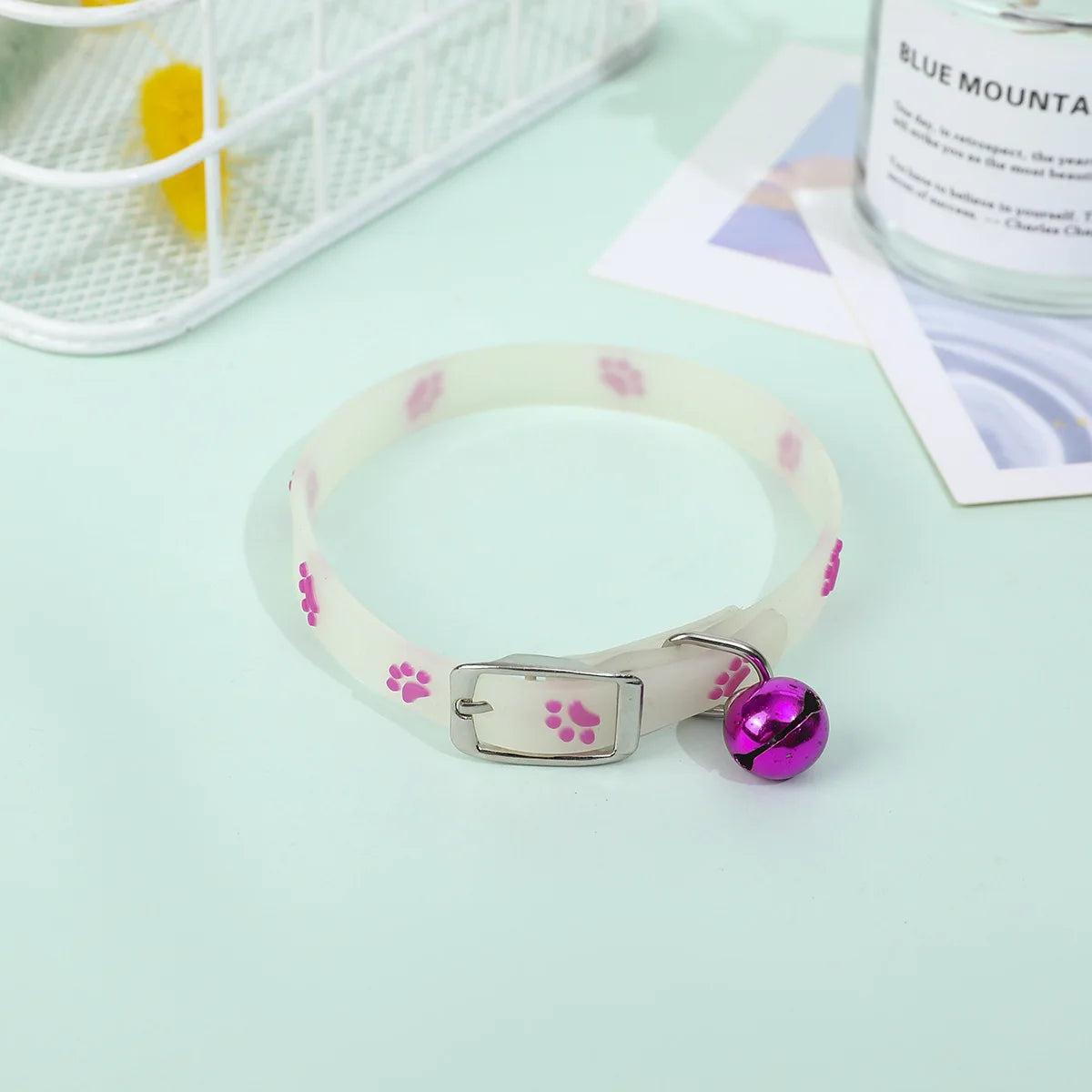 Luminous Cat Collar with Bell — Fluorescent Silicone, Anti-Loss