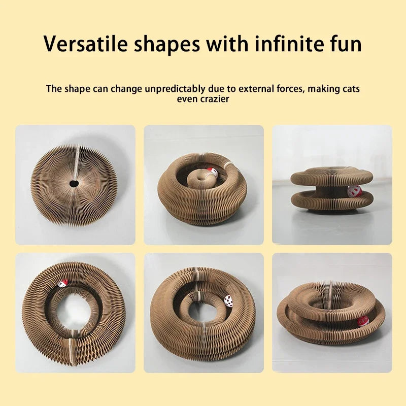 Interactive Cat Scratcher Toy – Foldable Corrugated Paper Board with Bell Ball
