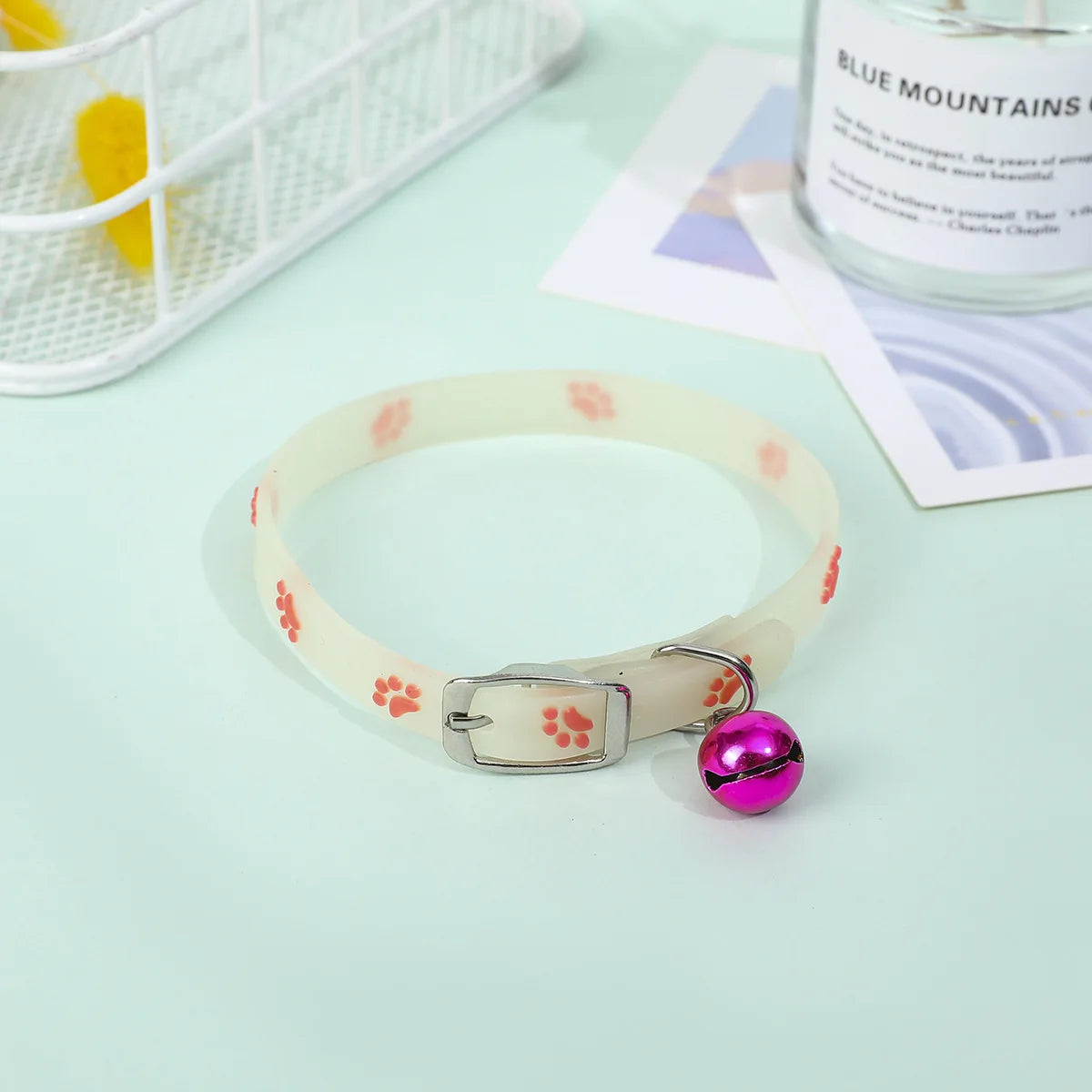 Luminous Cat Collar with Bell — Fluorescent Silicone, Anti-Loss