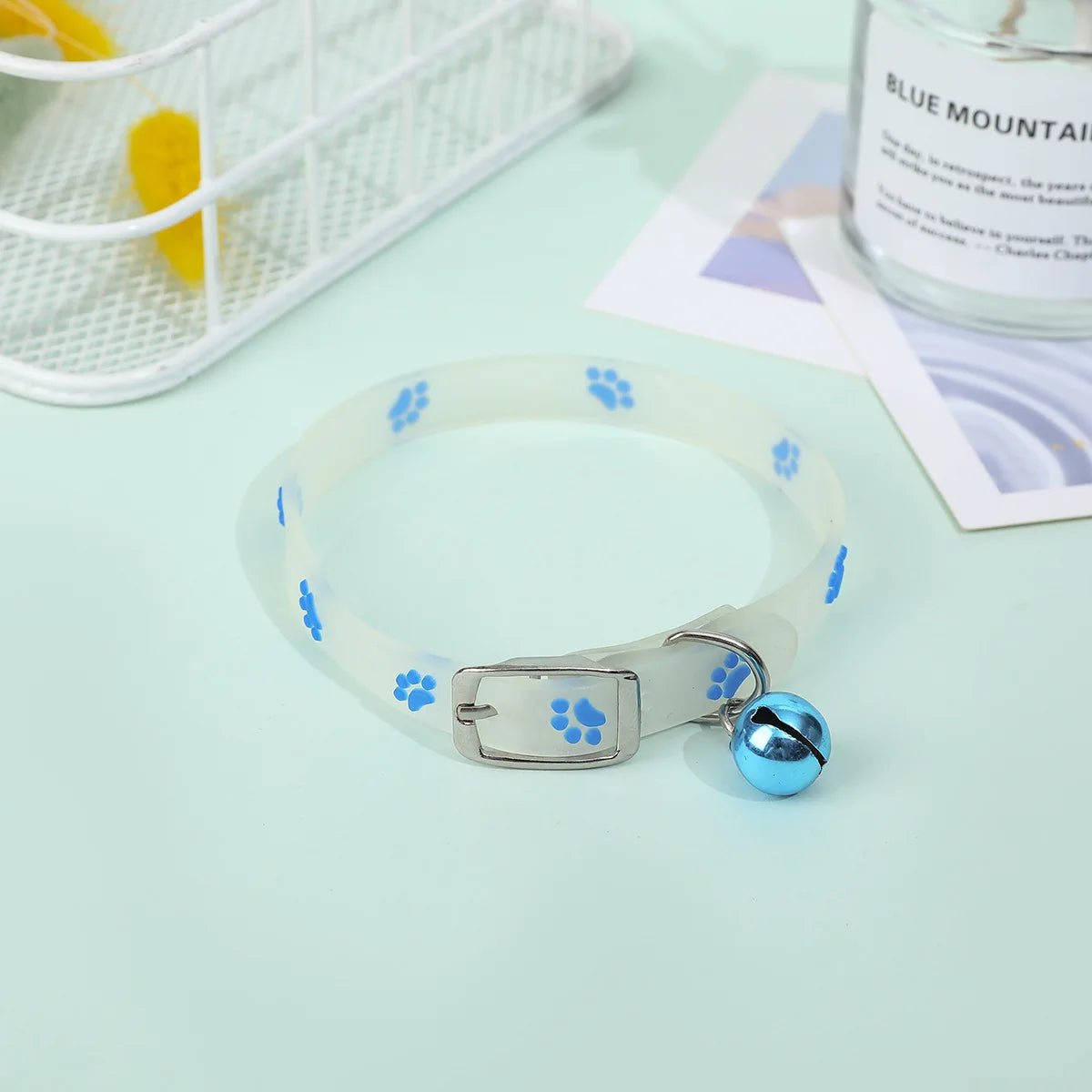 Luminous Cat Collar with Bell — Fluorescent Silicone, Anti-Loss