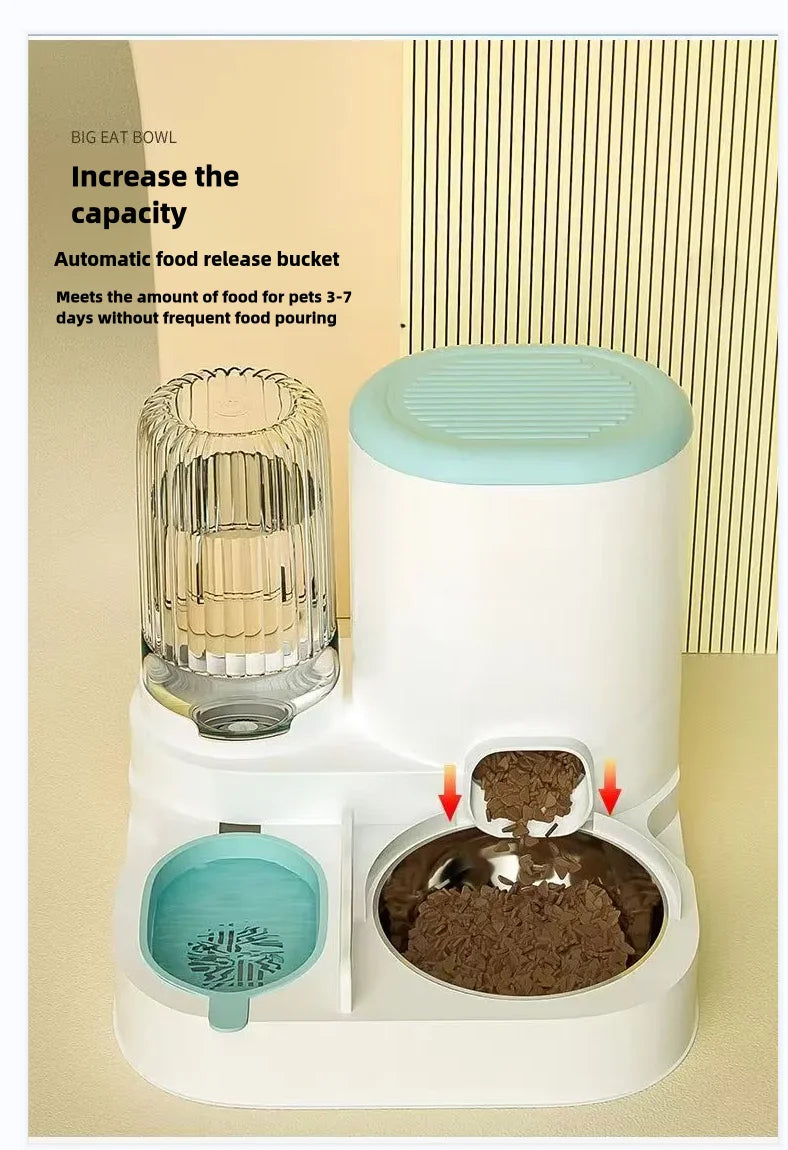 Automatic Cat Feeder with Water Dispenser – 2-in-1 Pet Bowl Station