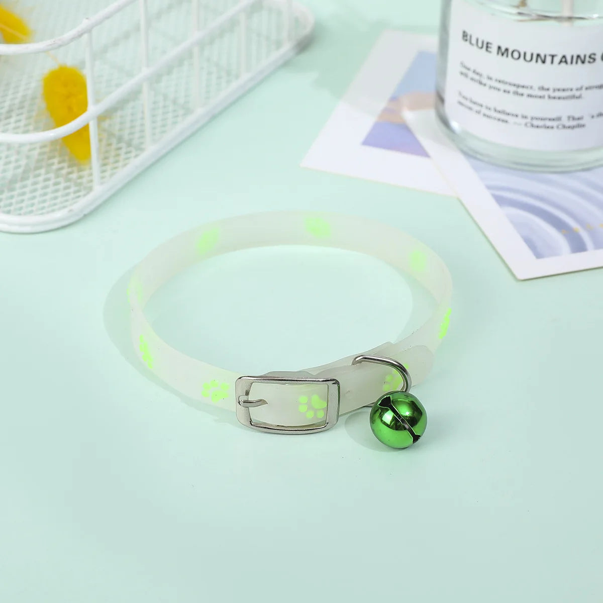 Luminous Cat Collar with Bell — Fluorescent Silicone, Anti-Loss