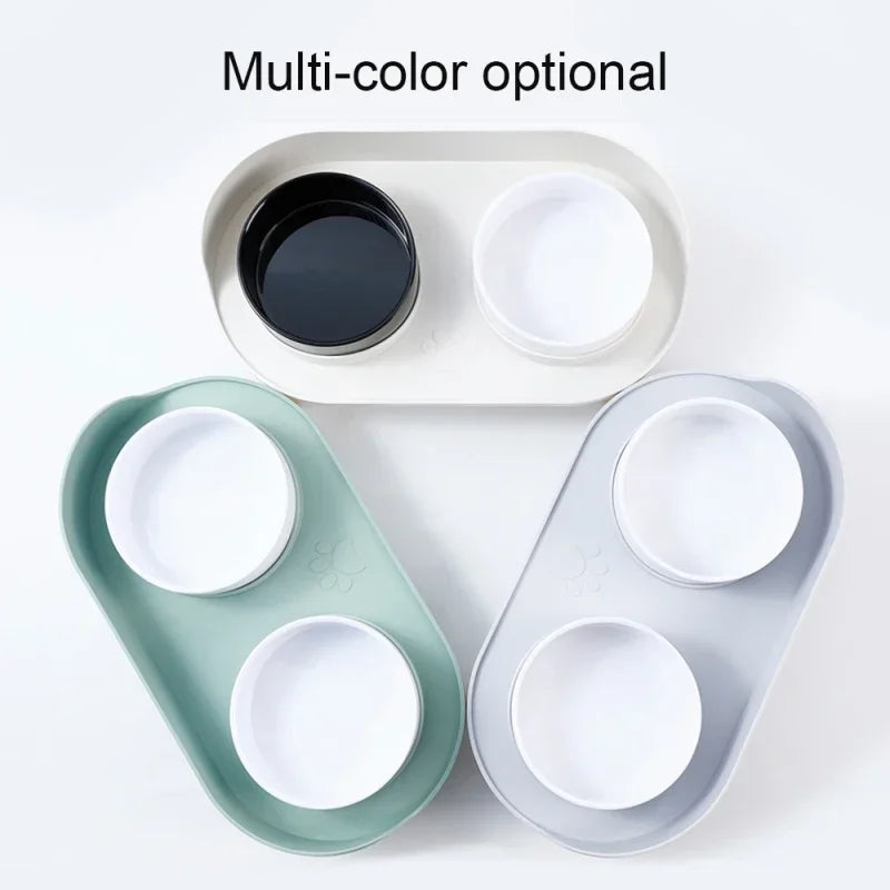 Cat Double Bowl Elevated Feeder – Adjustable Height Pet Feeding Station