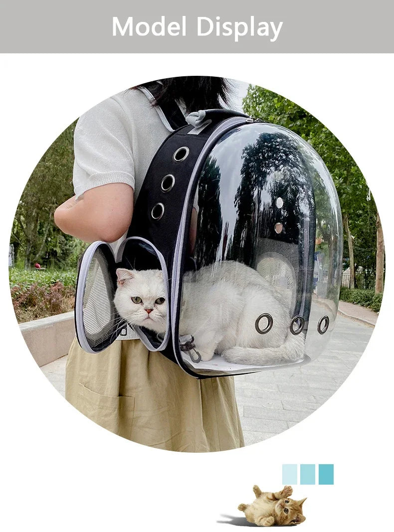 Transparent Cat Backpack Carrier – Breathable Travel Pet Bag with Bubble Window