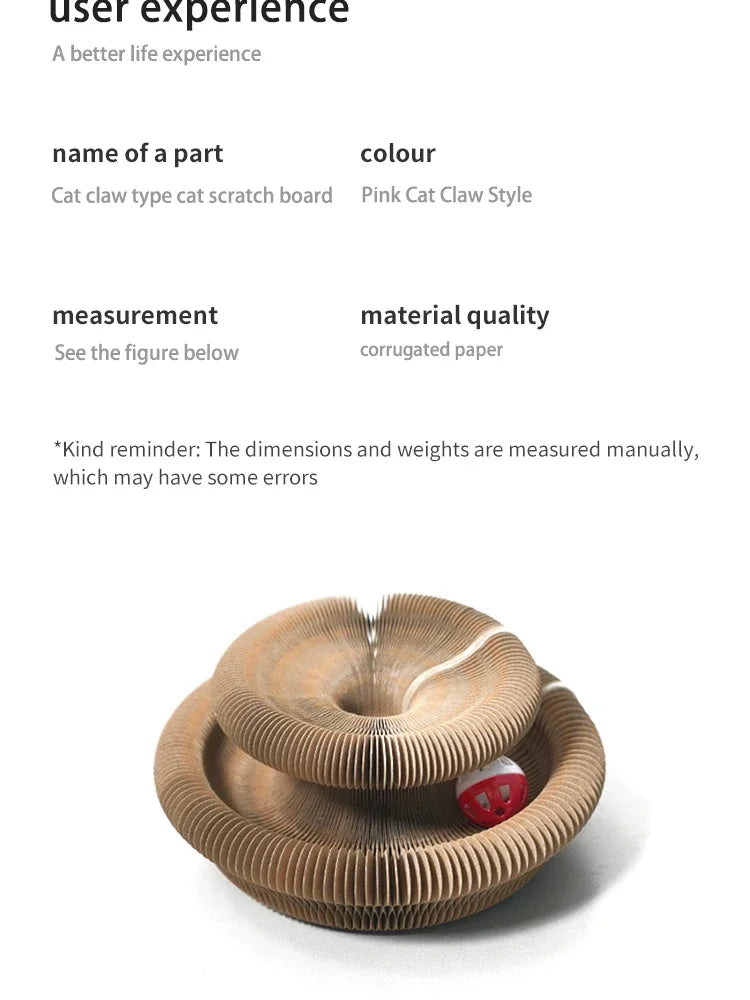 Interactive Cat Scratcher Toy – Foldable Corrugated Paper Board with Bell Ball