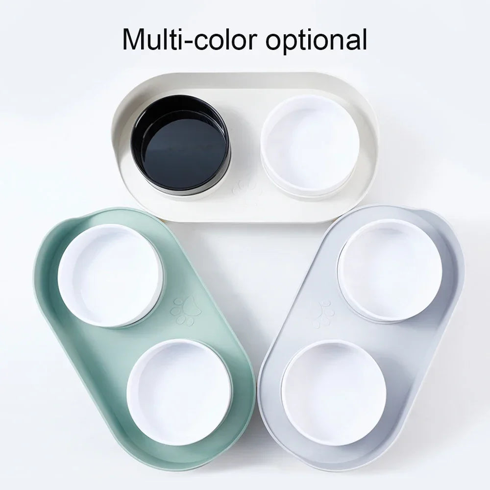 Cat Double Bowl Elevated Feeder – Adjustable Height Pet Feeding Station