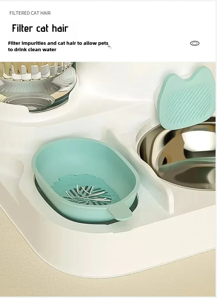 Automatic Cat Feeder with Water Dispenser – 2-in-1 Pet Bowl Station