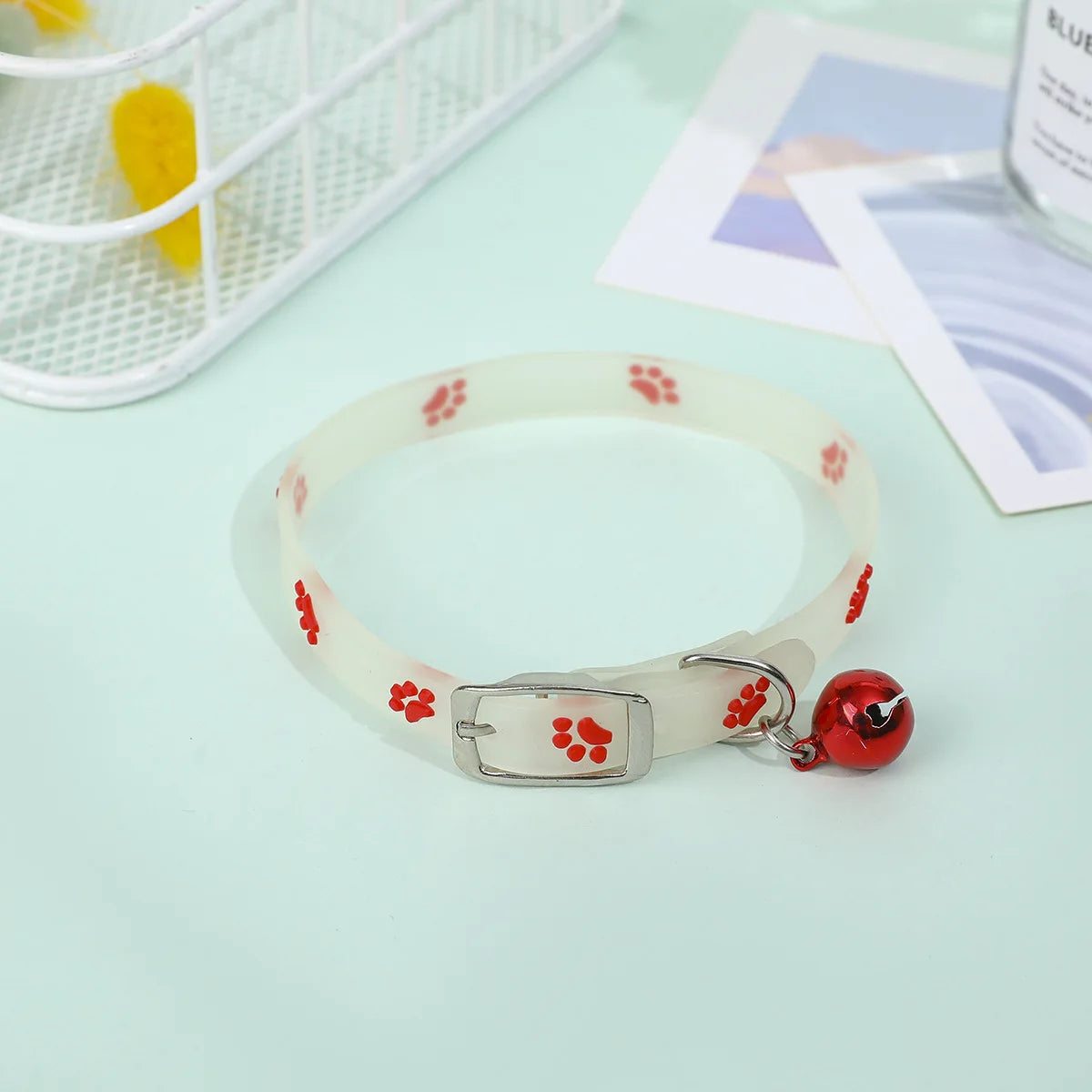 Luminous Cat Collar with Bell — Fluorescent Silicone, Anti-Loss