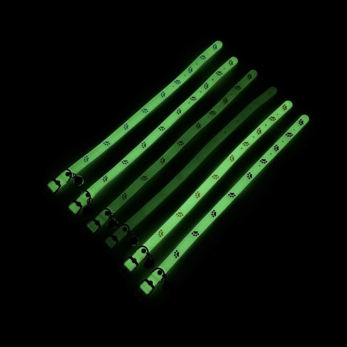 Luminous Cat Collar with Bell — Fluorescent Silicone, Anti-Loss