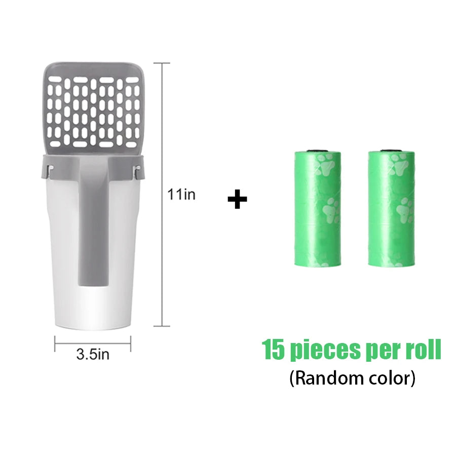 cat litter scoop with lid and bag