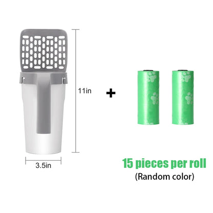 cat litter scoop with lid and bag