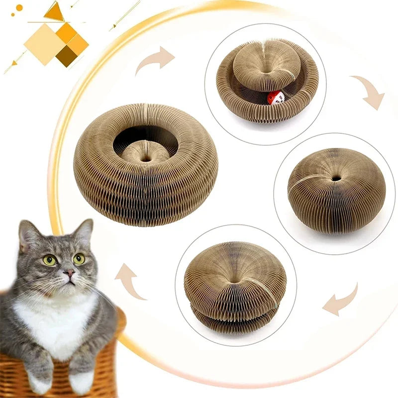foldable cat scratch board with ball
