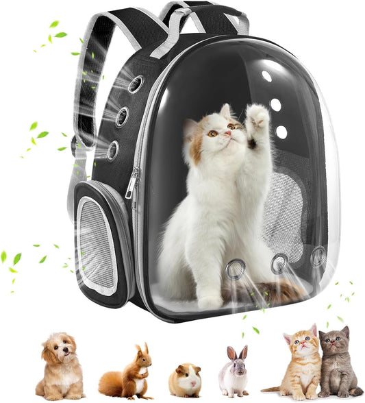 Transparent Cat Backpack Carrier – Breathable Travel Pet Bag with Bubble Window